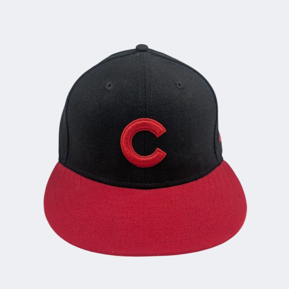 New Era 59FIFTY Chicago Cubs Black & Red MLB Fitted Hat 6 7/8 100% Wool